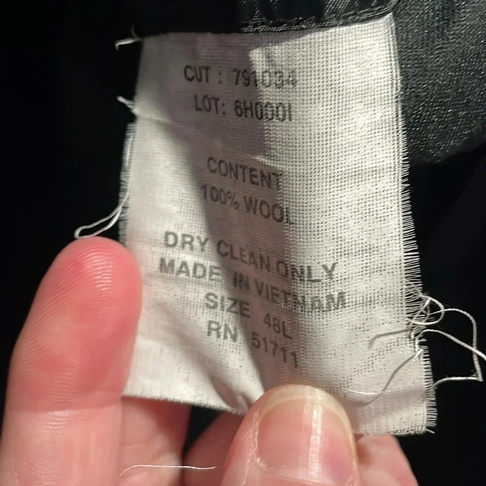 Ralph Lauren Men’s 100% Wool Peacoat zip/button closure size 48L Black - Picture 6 of 6